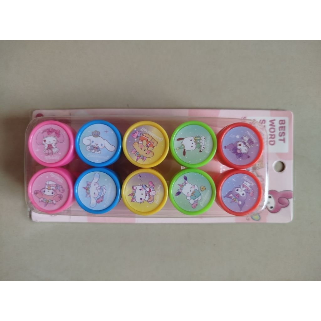 

10pcs Stempel Sanrio Set Kuromi Unicorn / Stempel Cinnamorol Melody / Stempel Karakter / Stempel Reward Karakter Kapibara