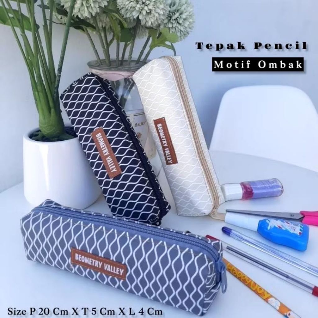

6/12 pcs Tepak pensil/Tepak Lontong Motif Gelombang