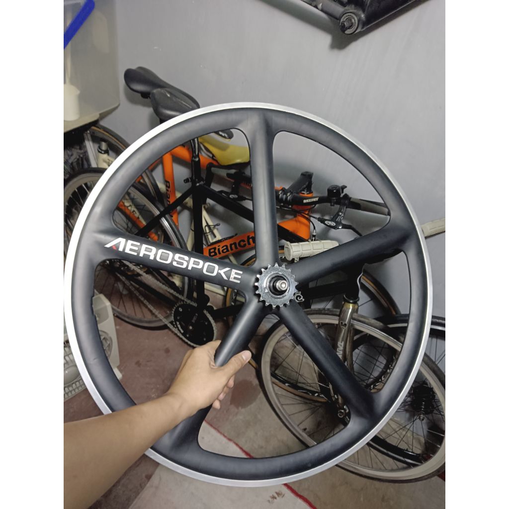 WHEELSET BAN VELG RIMS SEPEDA FIXIE FIXED GEAR AEROSPOKE REAR / BELAKANG 700C 5 SPOKE PALANG