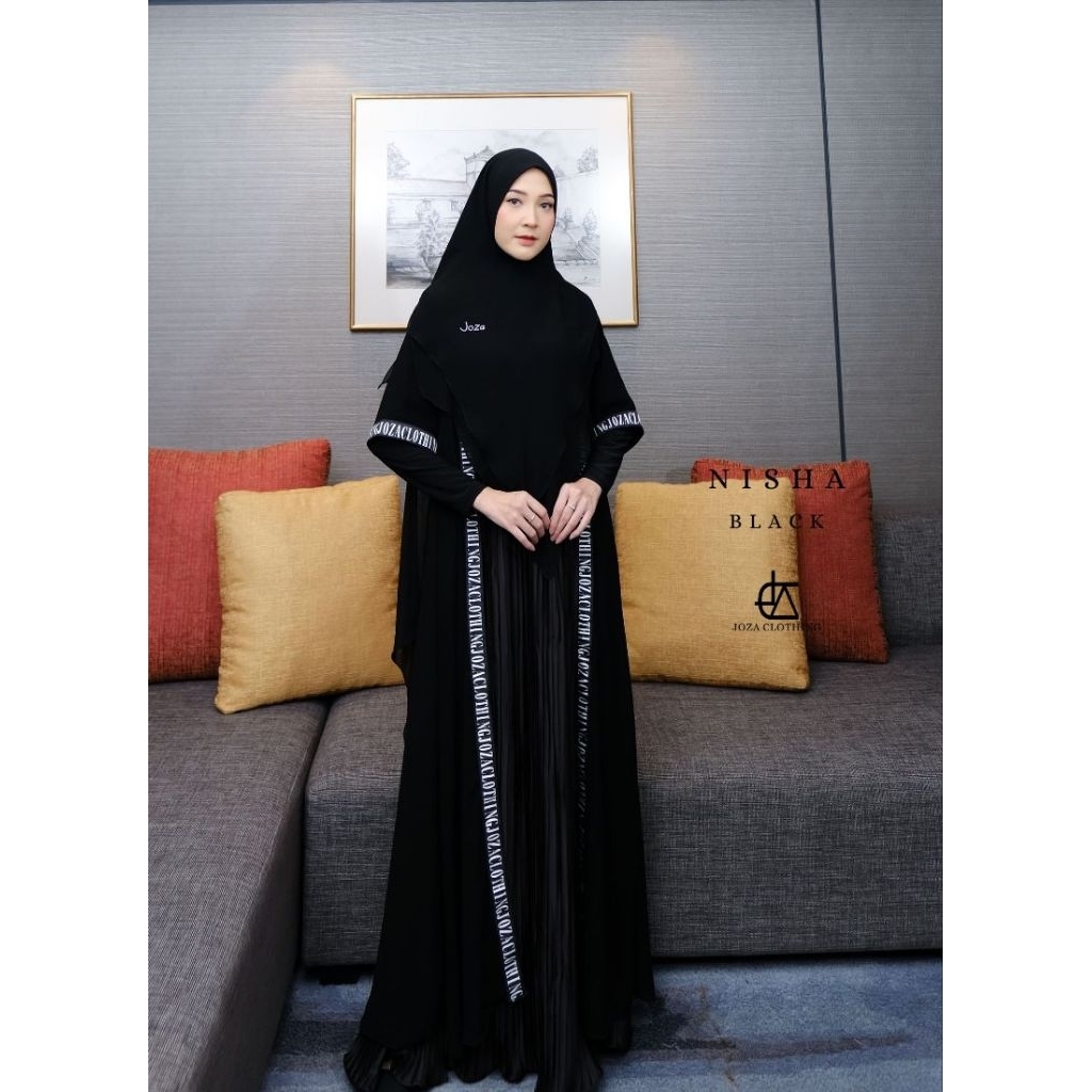 nisha series by joza outer joza gamua hitam joza gamis outer joza gamus plisket joza ready stock sia