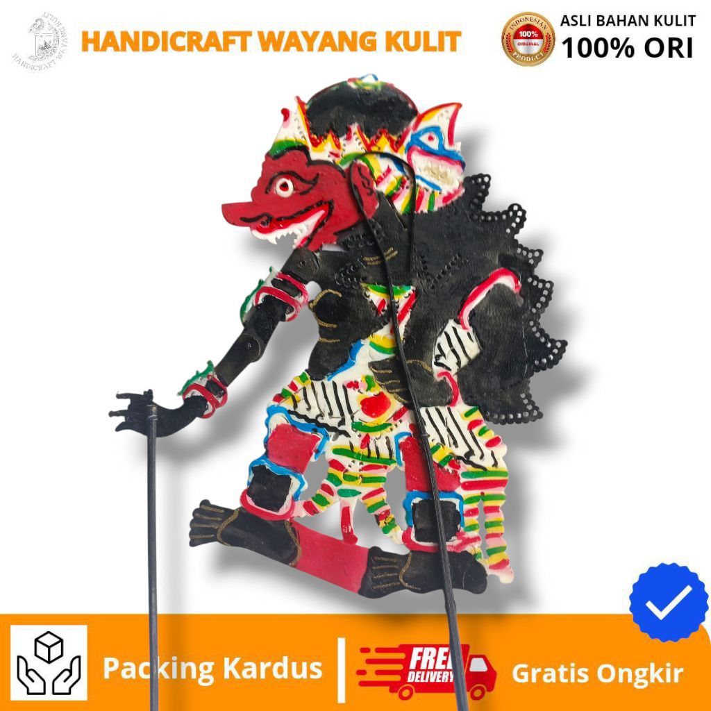 HANDICRAFT WAYANG KULIT | Wayang Kulit Sapi Buto Babrah / Buto Hitam -+45cm