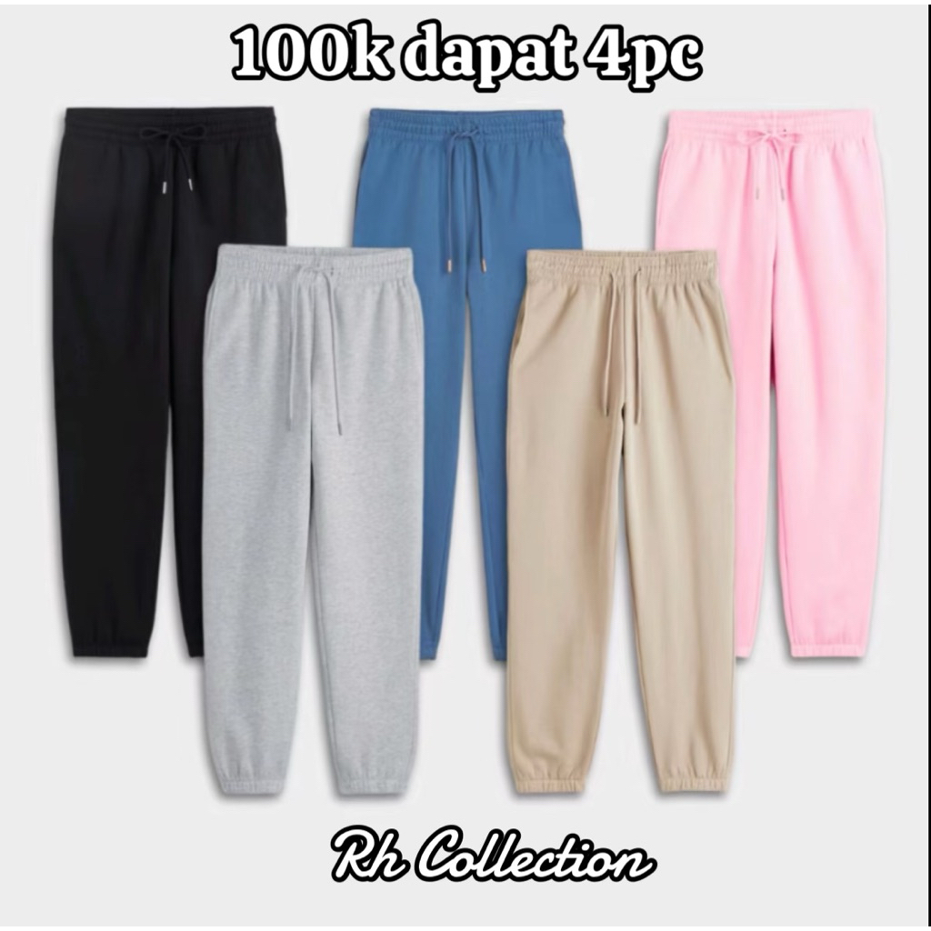 PROMO CELANA SWEATPANTS FLEECE  Celana Fleece Tebal Panjang Unisex Pria Wanita 100 RIBUAN dapat 3 pc
