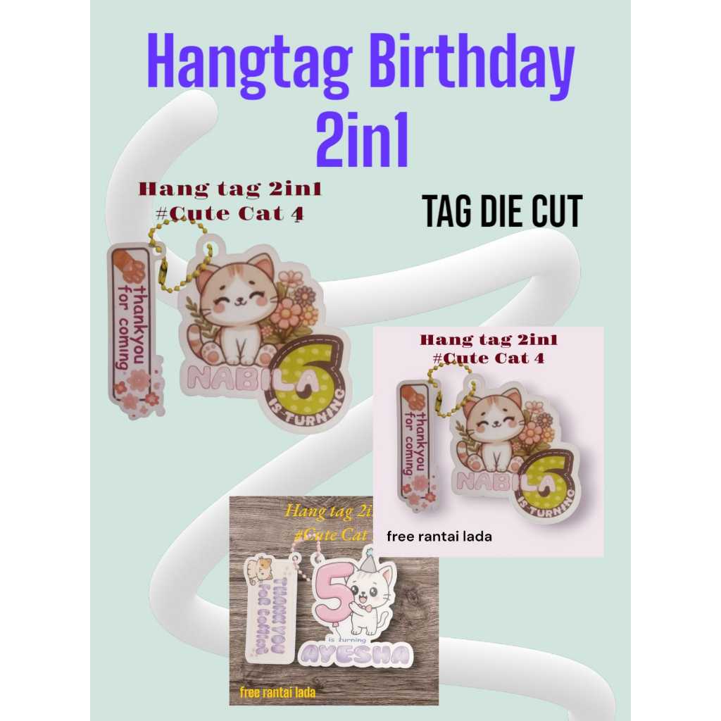 

Hang Tag Ulang Tahun Anak Hampers Hiasan Souvenir Birthday 2 in 1 lucu Satu Sisi free rantai