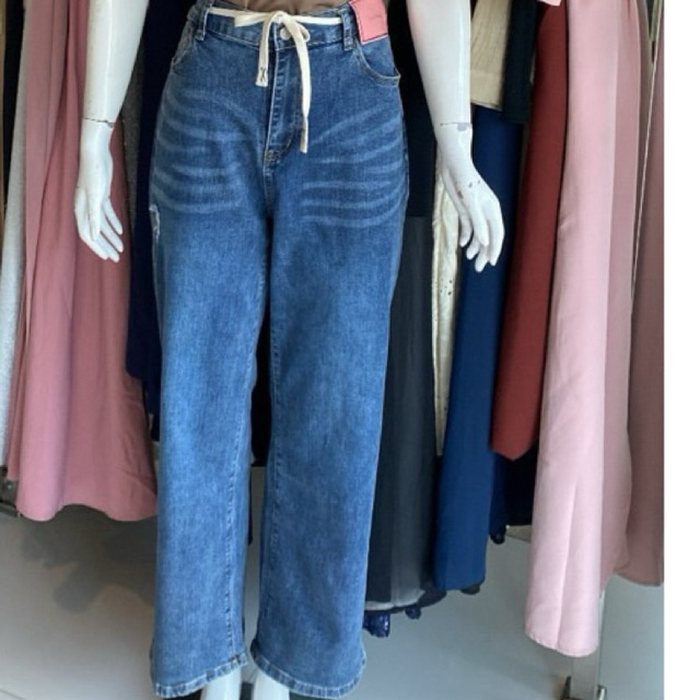 Celana Jeans Wanita Tali// Celana Wanita Jeans Pinggang Karet//93108