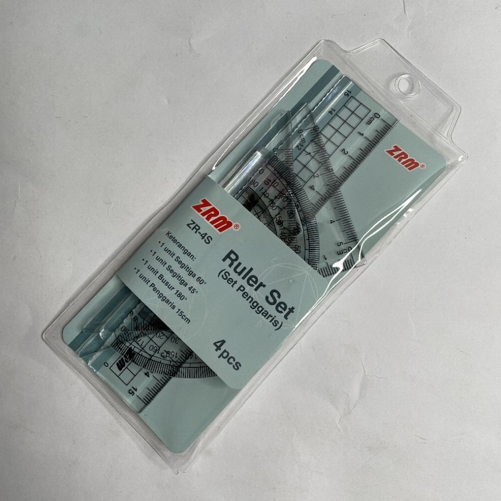 

penggaris amplop set plastik transparan 4pcs ZRM