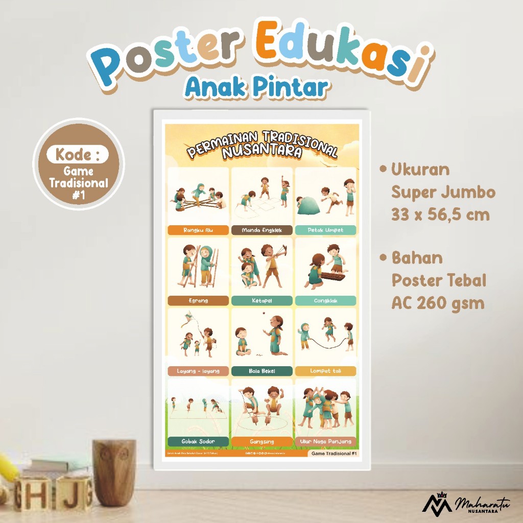 

POSTER EDUKASI ANAK - POSTER DINDING ANAK TEMA GAME TRADISIONAL 01 - PRODUK READY STOCK