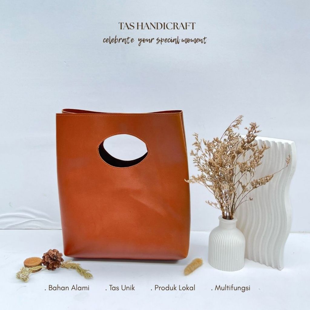 Handbag Full Kulit Sintetis Warna Coklat | Tas Wanita Kulit Sintetis Multifungsi