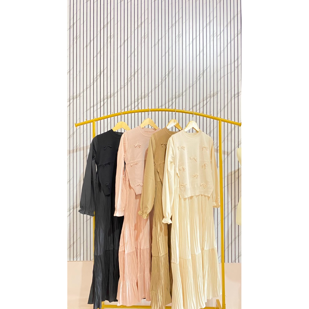 Import Bangkok Gamis Plisket Pita