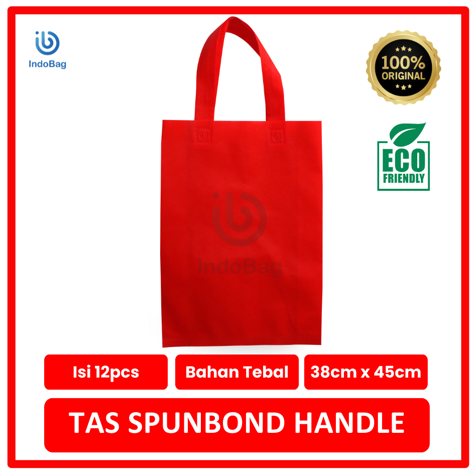 IndoBag - GOODIE BAG SPUNBOND HANDLE MEREK INDOBAG 38X45 LUSINAN / WARNA MERAH Tas Sembako