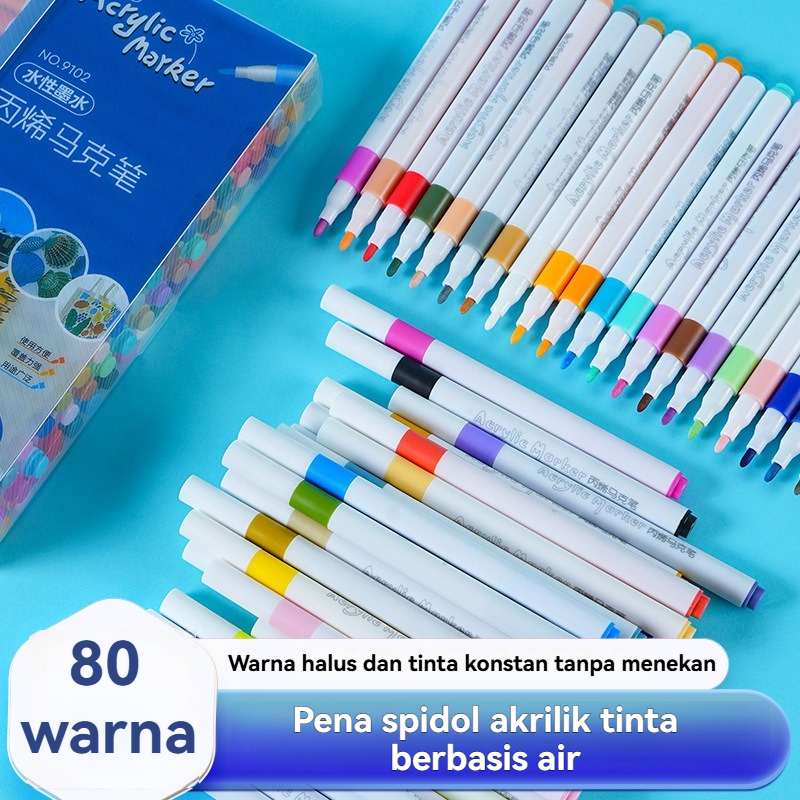 

ALLVERO Set Spidol Akrilik 12/24/36/48/60/80 Warna | Warna Pastel & Highlight | Untuk Journaling, Graffiti, Desain Visual