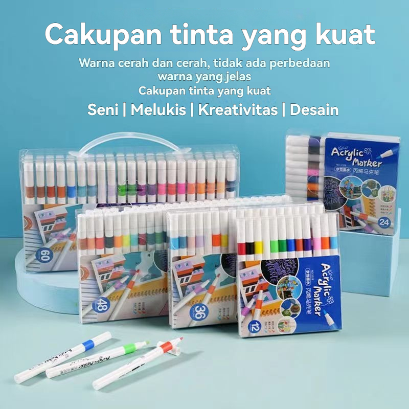 

Set Spidol Akrilik12 / 24 / 36 / 48 / 60 / 80 Warna Warna Pastel & Highlight Spidol Gambar Warna