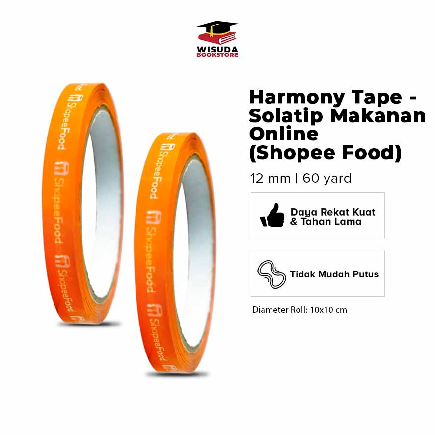 

Lakban Selotip Isolasi Makanan Online / Harmony Tape - Solatip Makanan Online (Shopee Food) Ukuran 12mm x 50mmx 288 / (60 Yard) / PB NON BOOK – PBNB