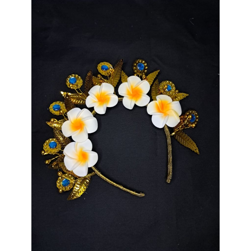 Bando Aksesoris Tari Daun Emas & Manik Biru