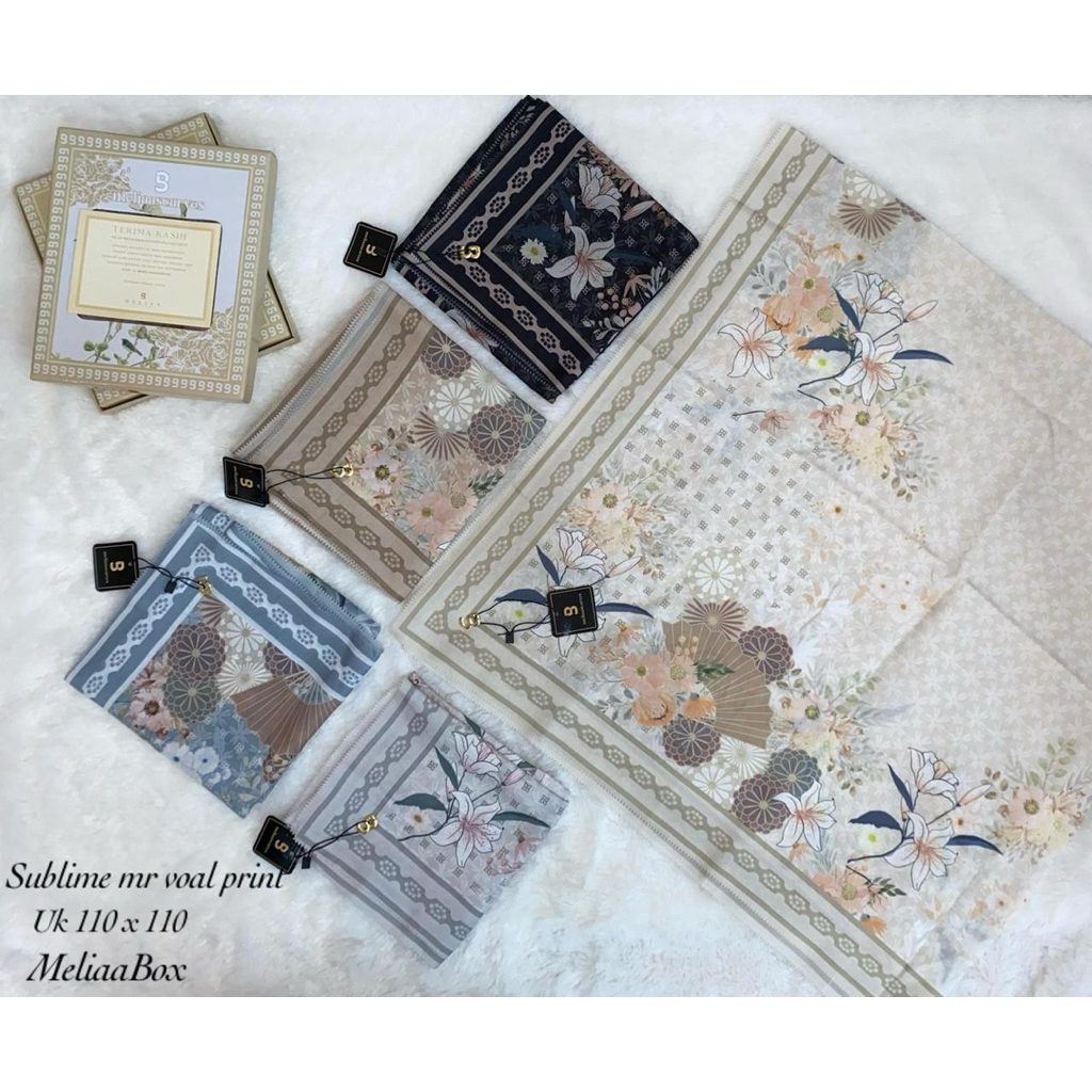 (ECER) Melia scarves kemasan box limited edition// segiempat motif kualitas butik