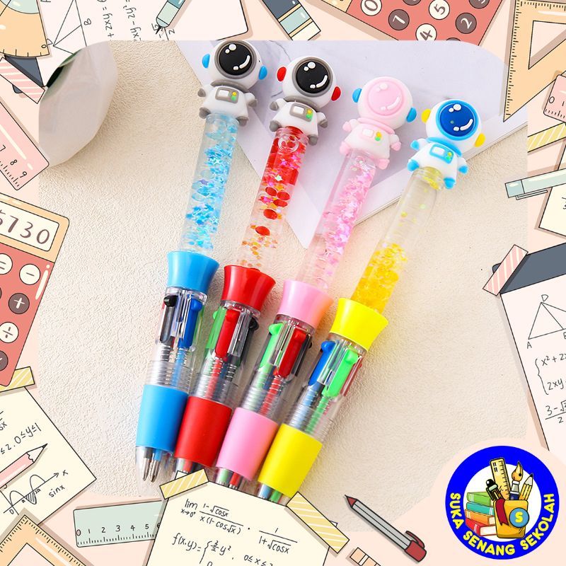 

Pulpen Mekanik Glitter 4 in 1 Color Astronot / Pulpen Karakter Astronot Glitter Warna 4 in 1 S9012