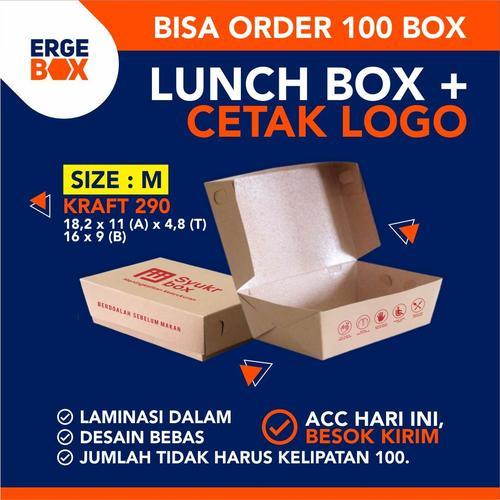 

Lunch Box M - Cetak Custom Kotak Makanan -Dus Kraft Coklat Food Grade