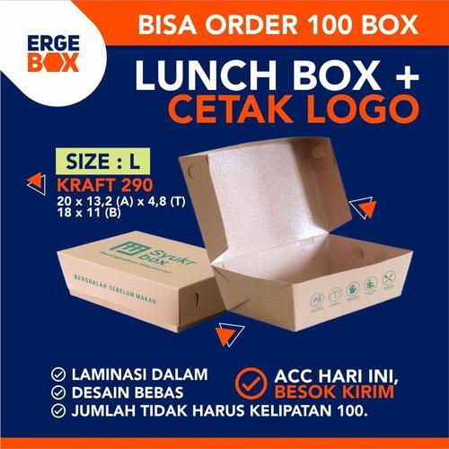 

Lunch Box L - Cetak Custom Kotak Makanan -Dus Kraft Coklat Food Grade