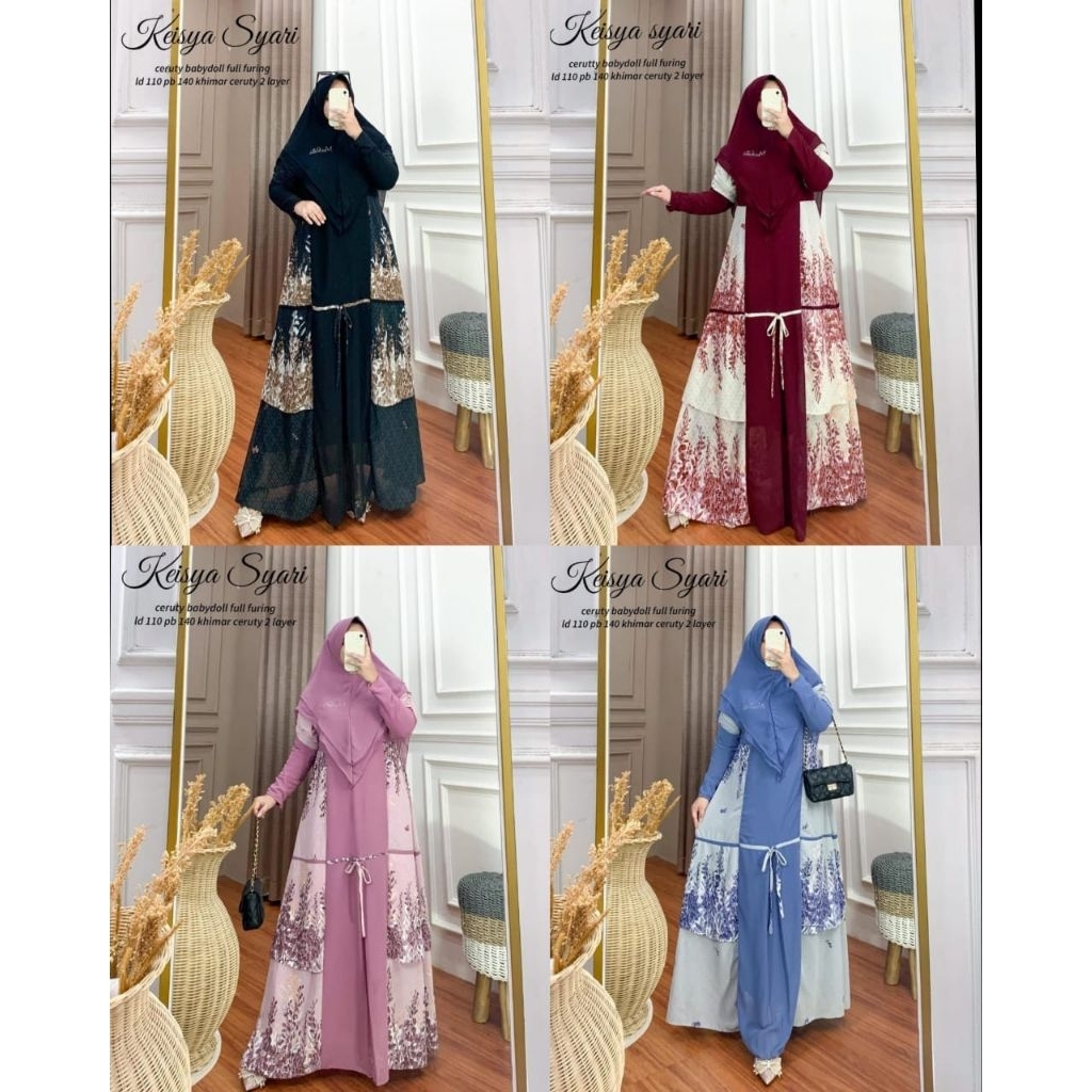 Keisya Syar'i Set Hijab Gamis Syar'i Set Hijab Dress Syar'i Set Hijab Fashion Muslim Busana Muslim