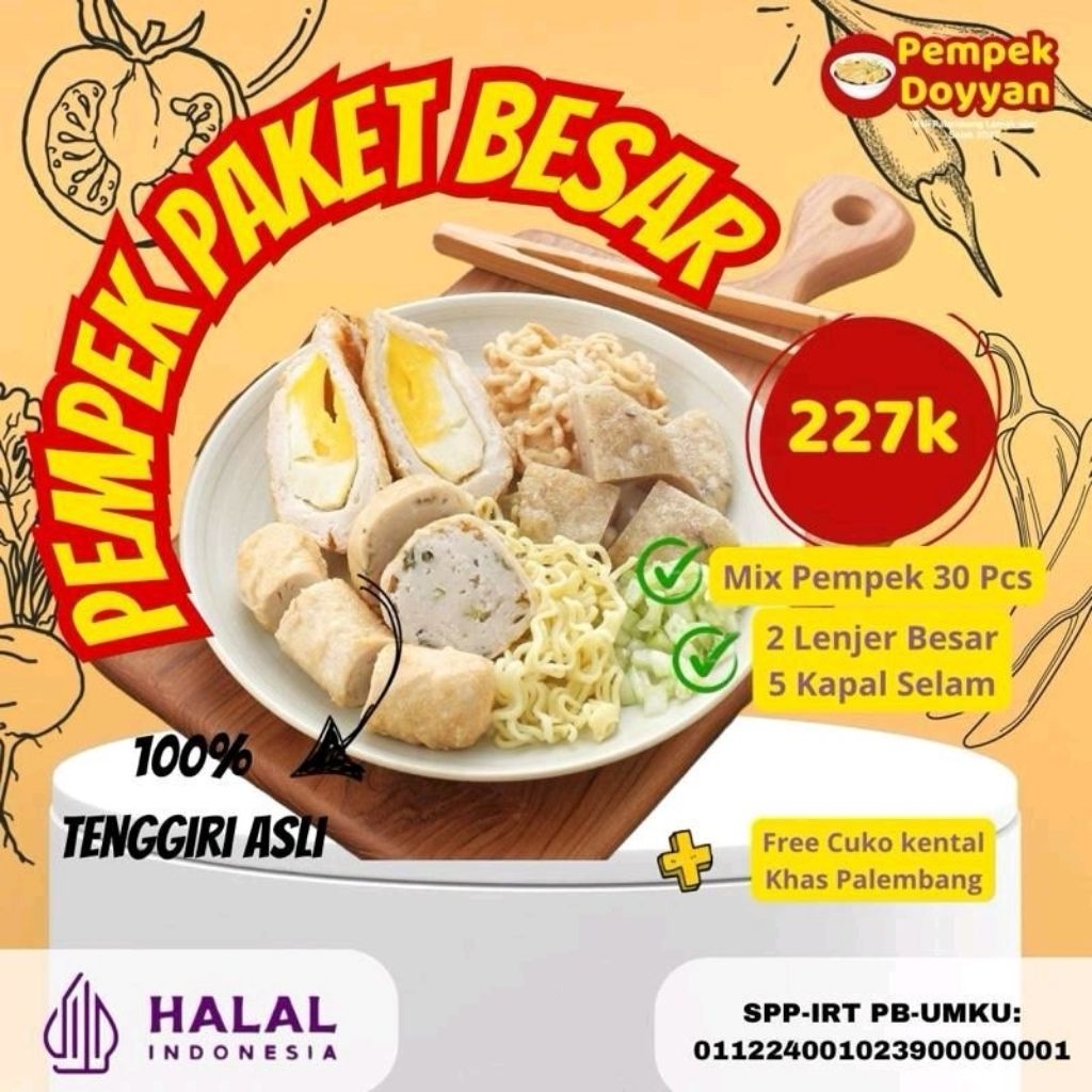 

PEMPEK PAKET BESAR KOMPLIT FULL TENGGIRI KHAS PALEMBANG