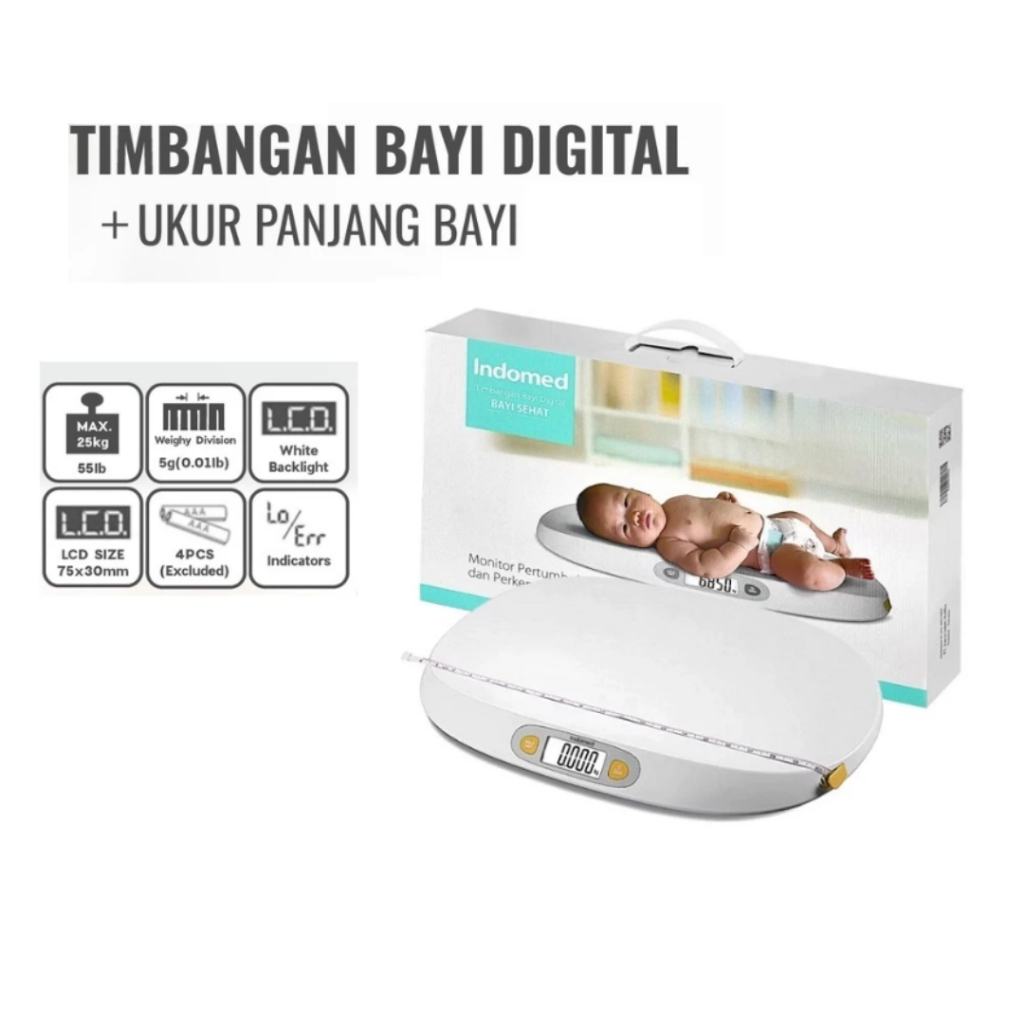 INDOMED Timbangan Bayi Digital Bayi Sehat + Alat Ukur Panjang