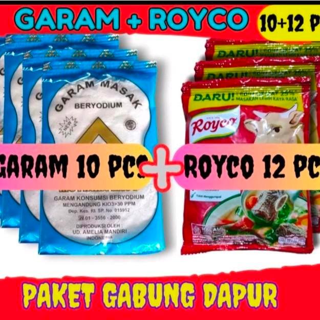 

Paket Garam 10pcs + Royco 12pcs, Garam 10pcs+Masako 12pc