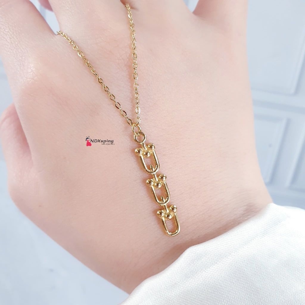 Kalung Rantai Tipis Liontin Gold Perhiasan Titanium N13062514