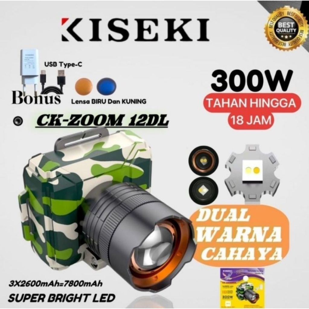 KISEKI SENTER KEPALA CK-ZOOM 10DL/12DL/13DL 150/200/300 W Free Lensa Warna Kuning Dan Biru