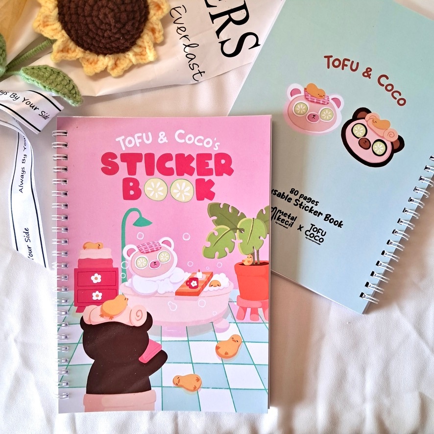 

METAL KECIL X TOFU COCO Sticker Book Mandi | Buku Koleksi Sticker A5 | Reusable Sticker Book 80 Halaman