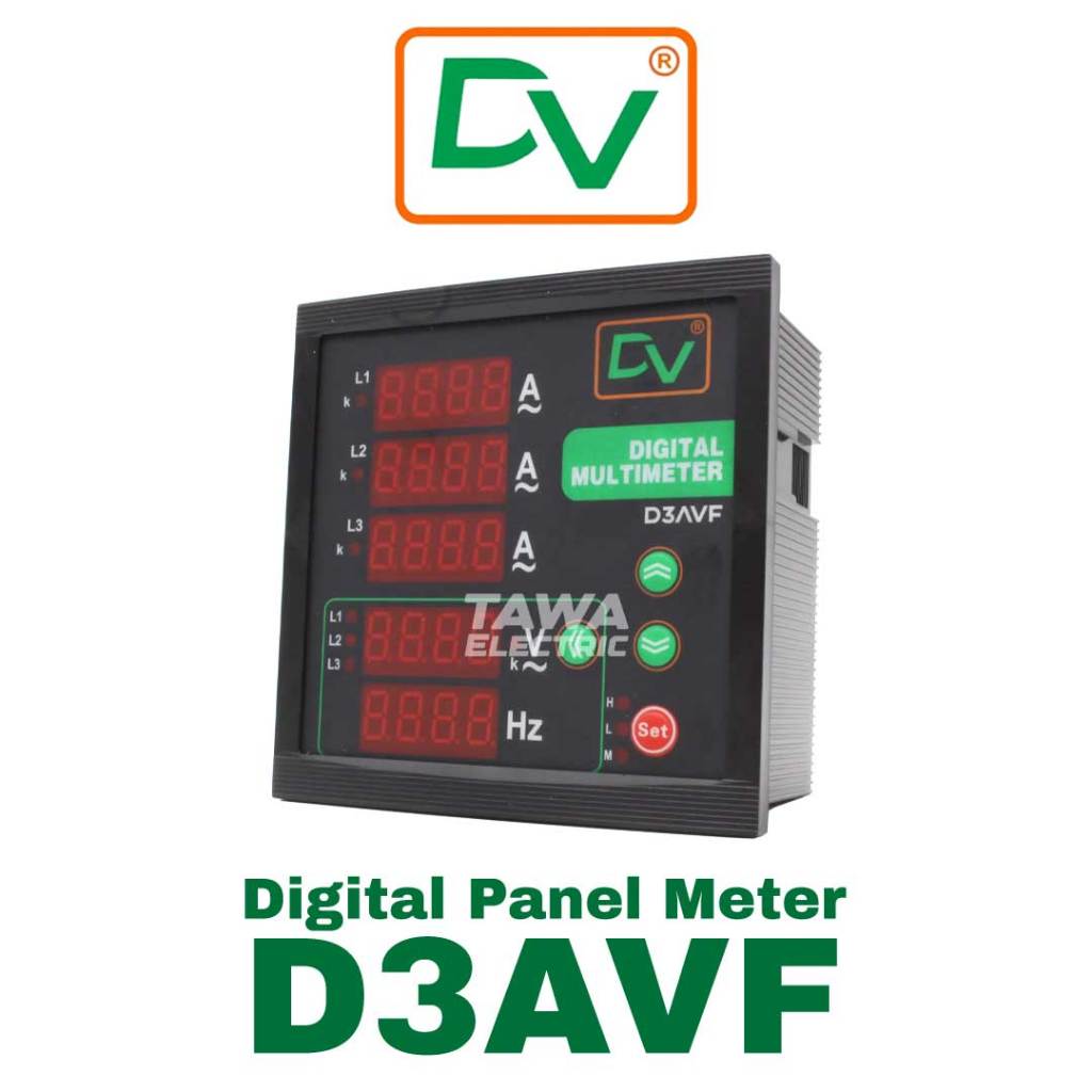 DV Digital Panel Meter DV3AVF Pengukur Ampere - Volt - Hz LED
