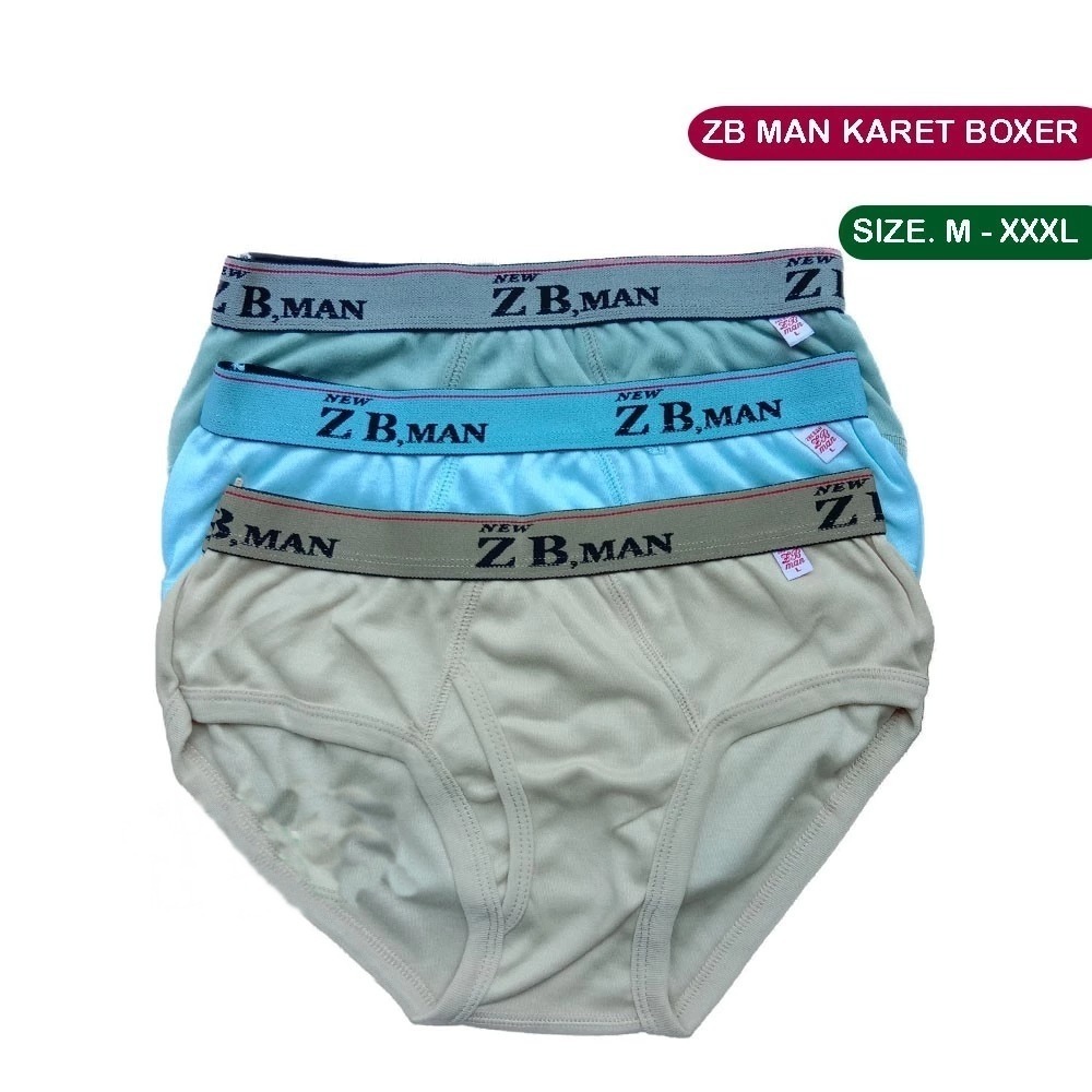 ( 6pc & 12pc ) CD ZB Man Boxer | Celana Dalam Pria ZB-Man Kerut Karet Boxer | CD Pria Jumbo CD ZB Ma