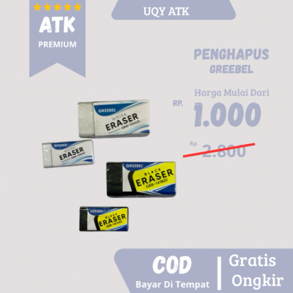 

Penghapus Greebel Putih / Hitam Bebas Debu - Dust Free Eraser