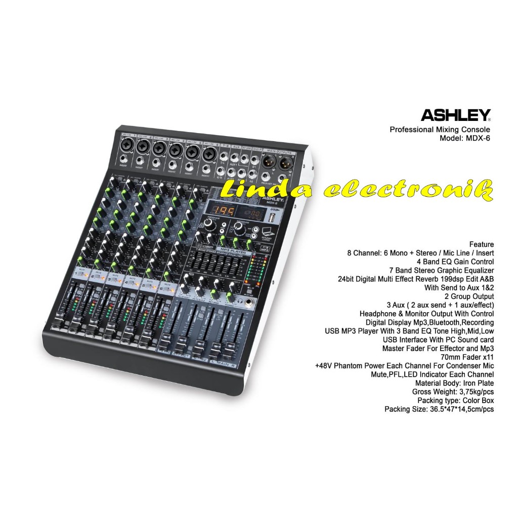 MIXER ASHLEY MDX 6 6 CHANNEL MDX6 / MDX-6 ORIGINAL