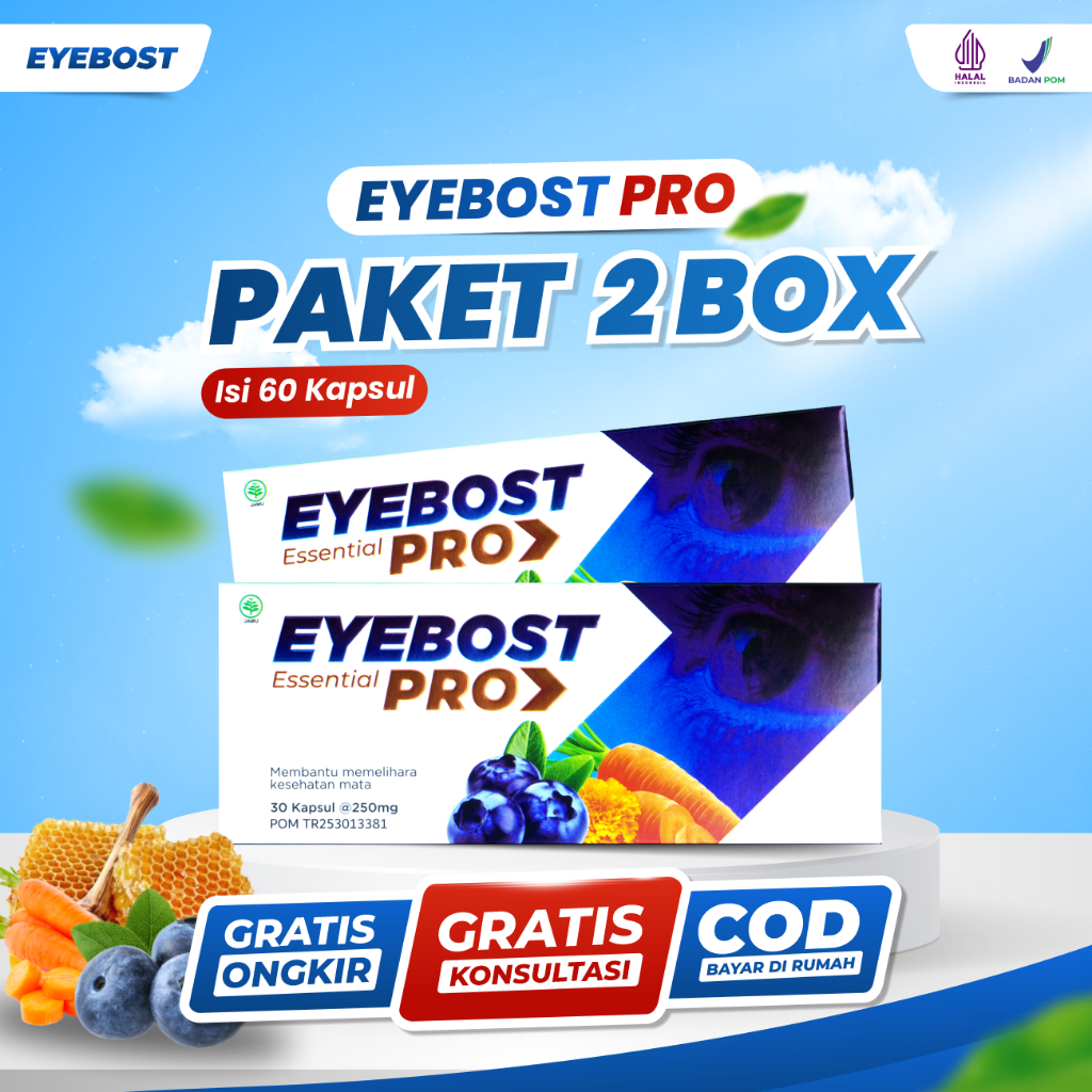 Eyebost Pro 2 Box - Suplemen Herbal 4x Lebih Efektif Atasi Mata Minus Buram Kering Lelah Menajamkan 