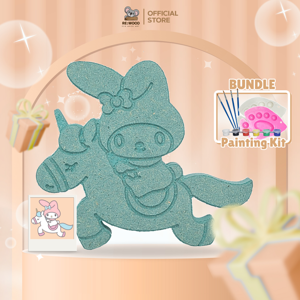 

REWOOD My Melody Kuda DIY Wood Character Painting Kit Set | 12,5cm | Mainan Melukis Mewarnai