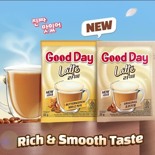 

(RENCENGAN) 22 GR X 10 PCS GOOD DAY LATTE ORIGINAL BUTTERSCOTCH LATE GOODDAY GOODAY