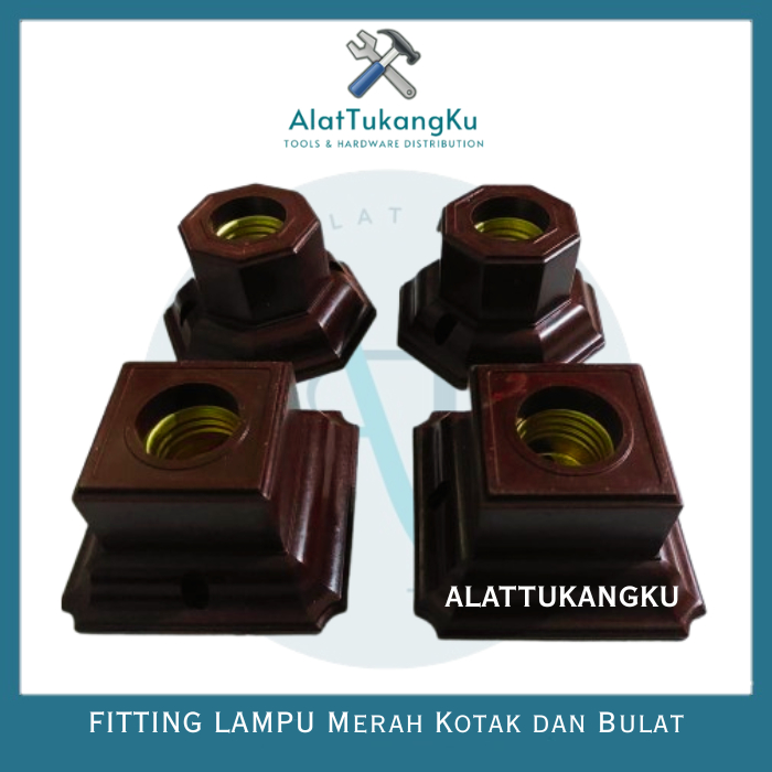 Fitting Lampu Plavon Atap Rumah Merah Model Segiempat dan Bulat