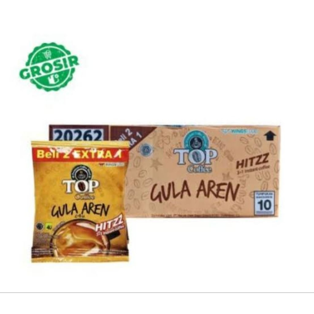 

Top coffee gula aren 1 dus isi 12 renteng Top gula aren Top kopi gula aren