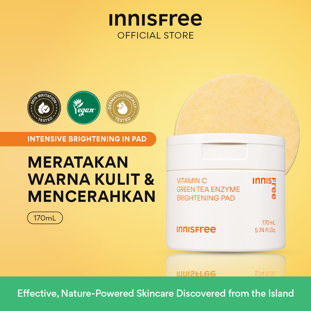 Innisfree Vitamin C Greentea Enzyme Brightening Pad 170ml 60lembar