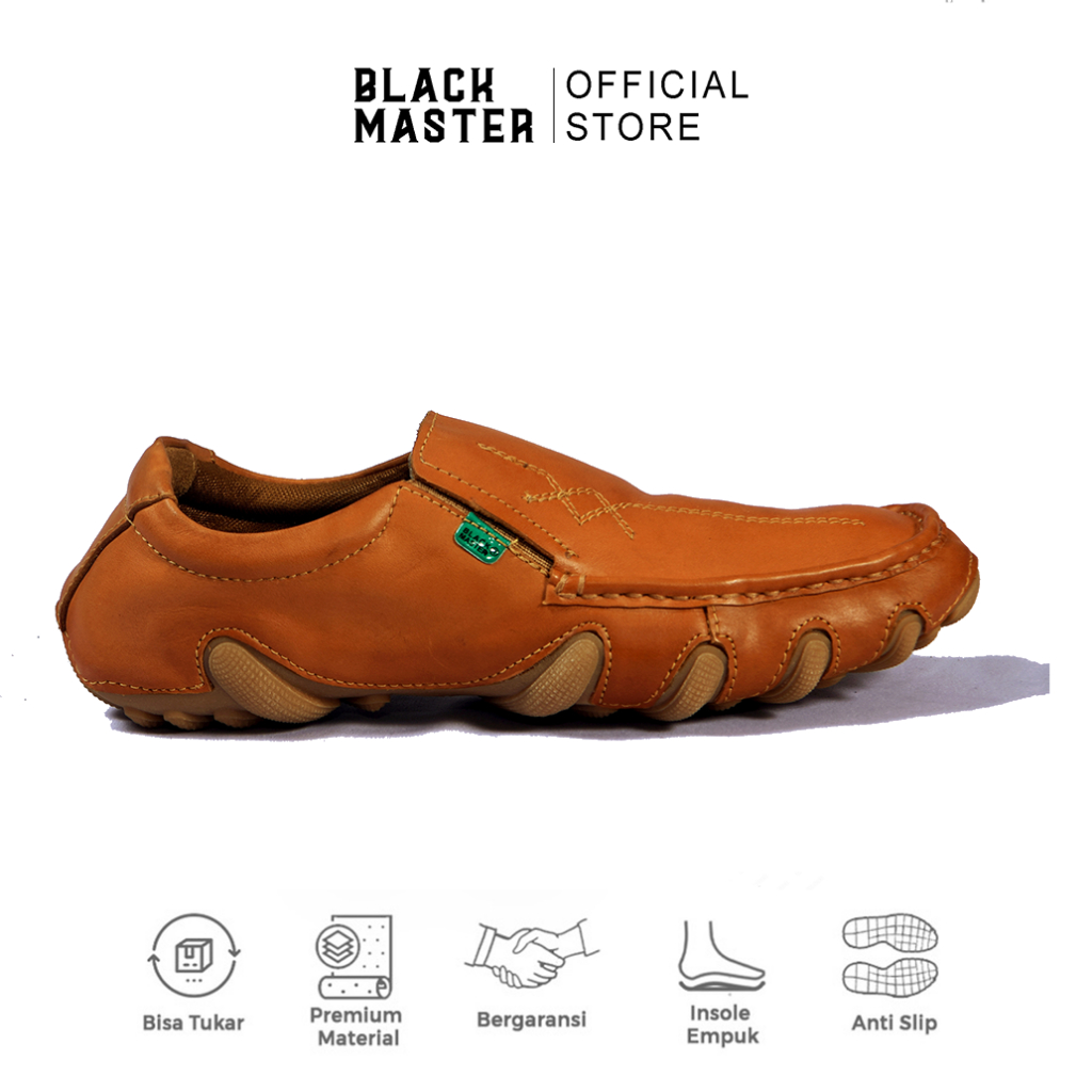 BLACK MASTER Sepatu Slip On Pria Kulit Asli Messi Original  Sepatu Santai Slop Tanpa Tali