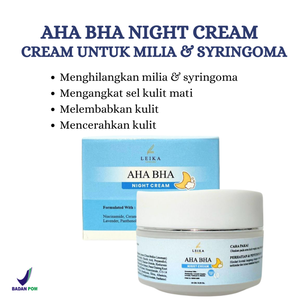 NIGHT CREAM AHA BHA Skincare untuk milia krim penghilang milia cream penghilang milia di bawah mata 