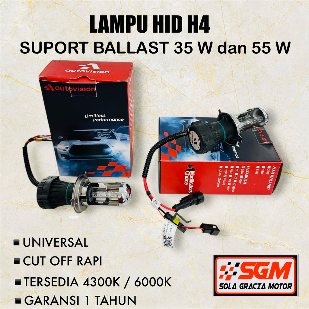 Lampu HID H4 Autovision 35W Suport 55W (Harga 1 pcs)