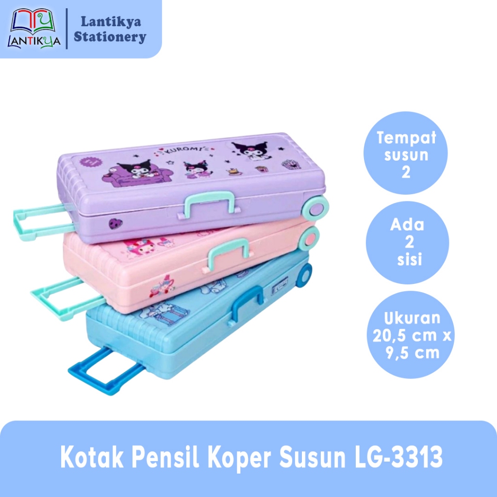 

Tempat pensil S koper troli dorong / Kotak pensil susun / Pencil case koper troli + stiker