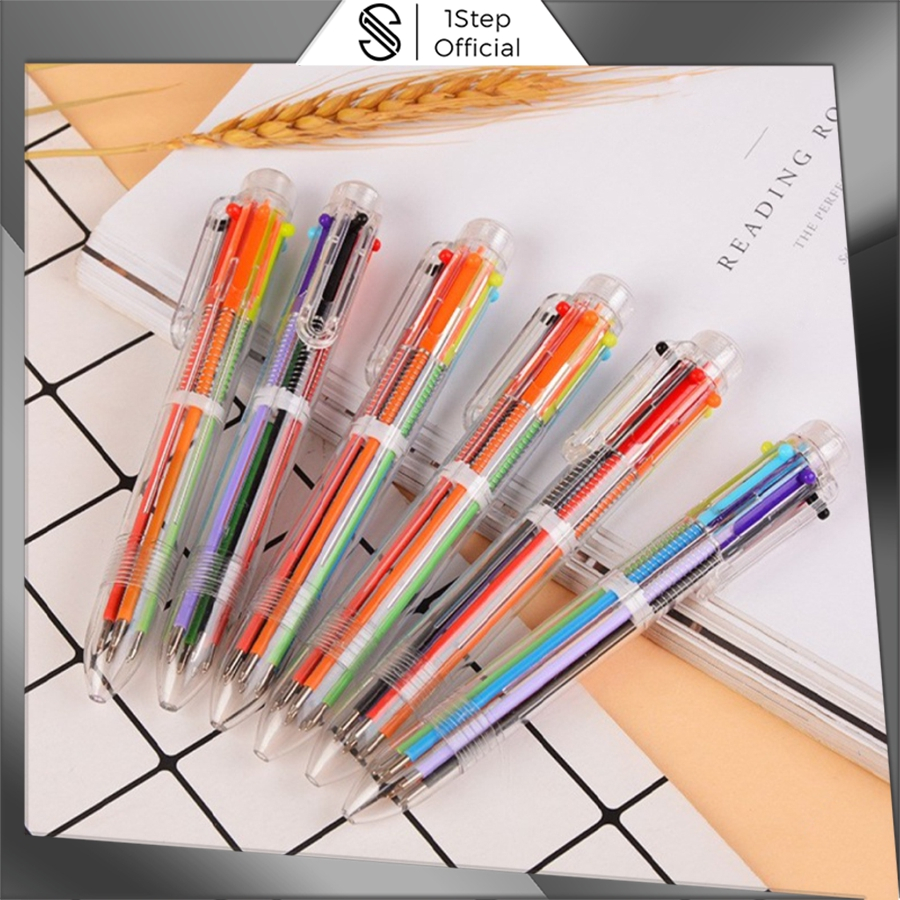 

1step Pulpen 6 Warna Transparan Pena Ballpont Pen Six-in-One Color S048