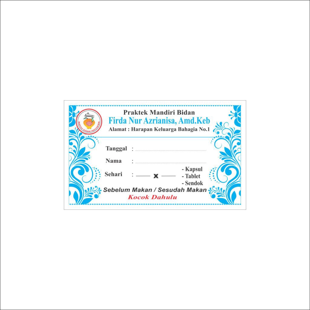 

Etiket obat motif Batik ( custom Nama/Tulisan