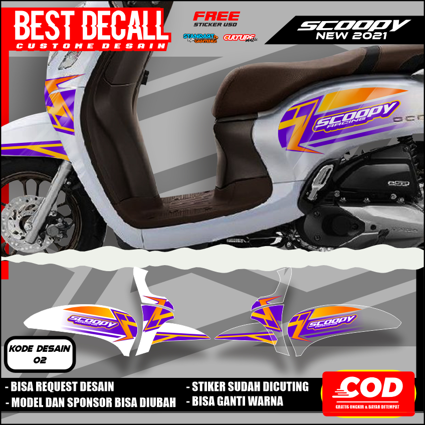 STIKER STRIPING TRANSPARAN HONDA SCOOPY NEW 2021 FACELIFT LIS STICKER UV SEMI FULL VARIASI DESAIN RA