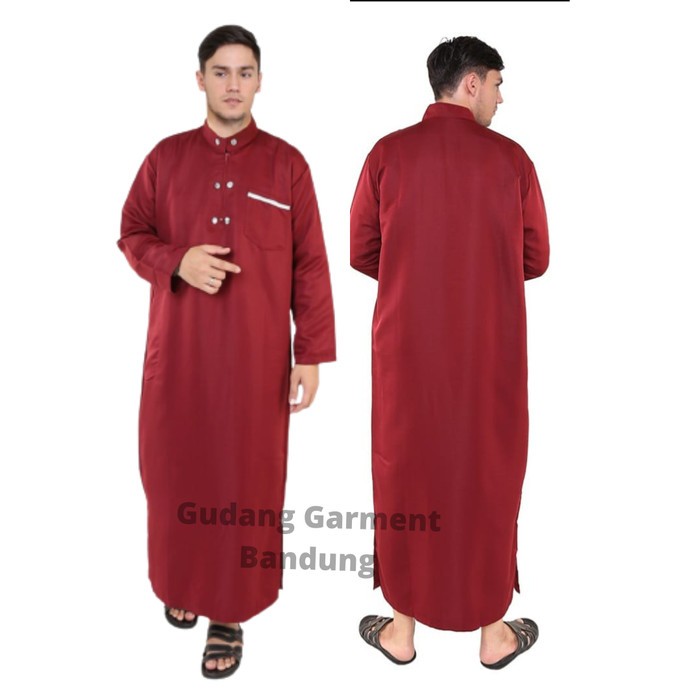 Jubah Gamis Pria Dewasa Bahan Adem Toko Garment Bandung Muslim Abu Hitam Kancing Navy Panjang Putih