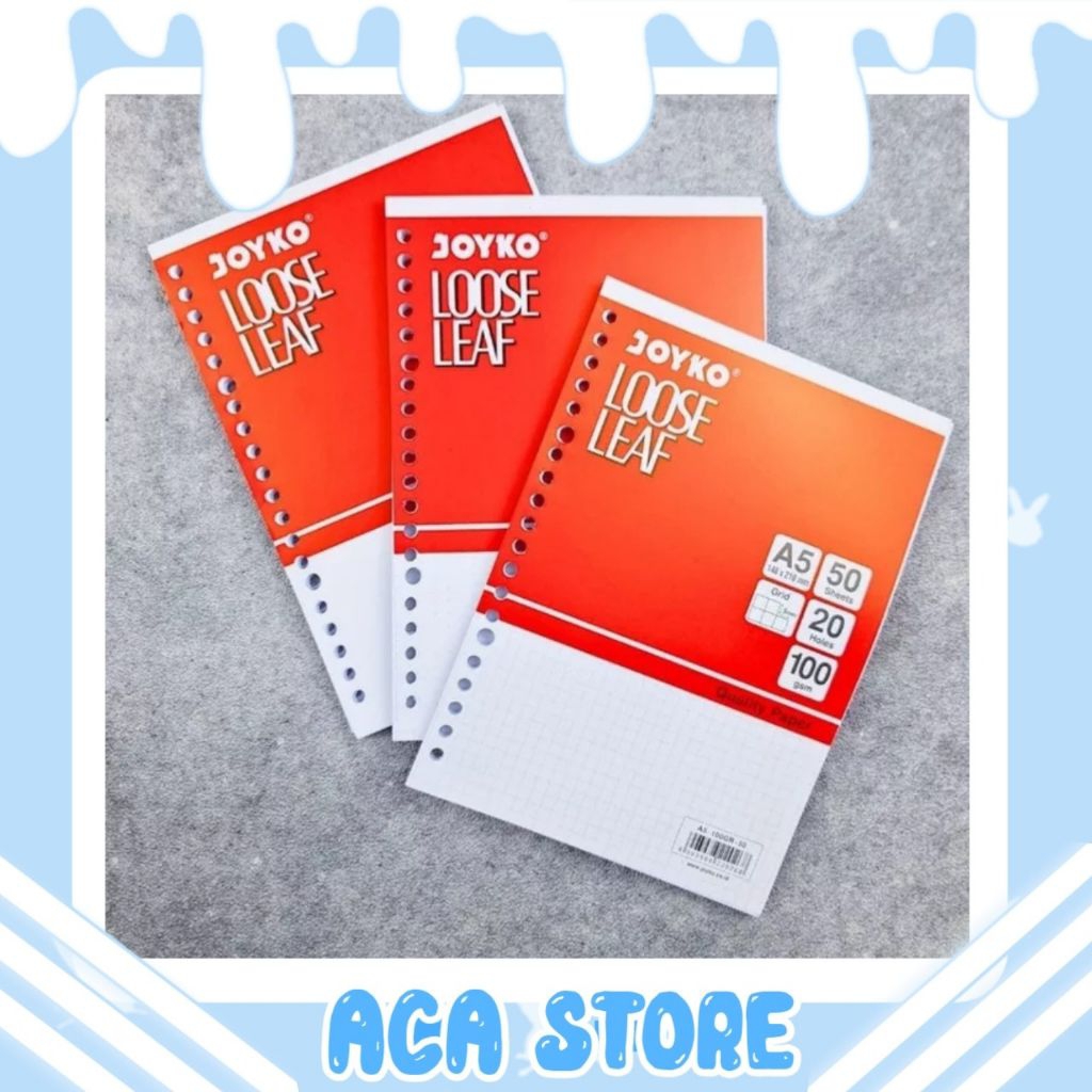 

CA 1| Loose Leaf A5 Grid Dot POLOS Joyko 100 Gram KERTAS FILE