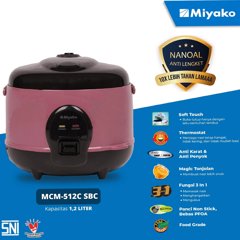 Rice Cooker Miyako Mcm 512 C Sbc Magic Com Mini / Magic Com Mini