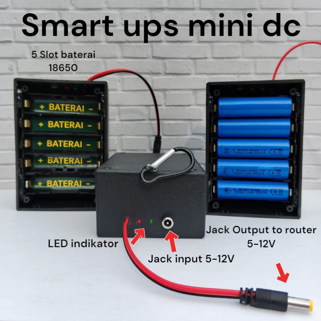 Smart Ups mini DC 5 slot baterai 18650 baterai charger  5V 9V 12V
