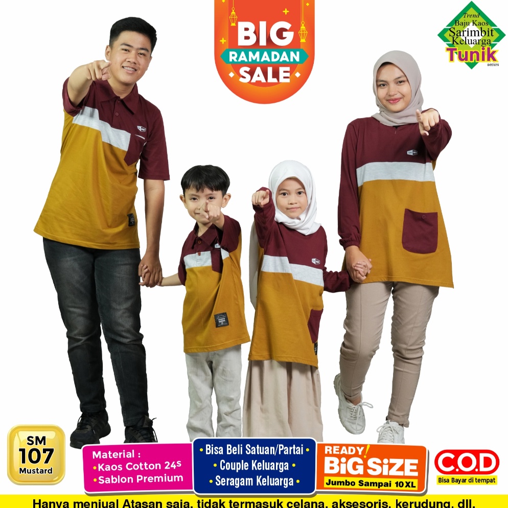 KODE B96F SHAFA MARWAH Kaos Sarimbit Keluarga Original  Baju Couple Atasan Tunik Family Set SM17 Mus